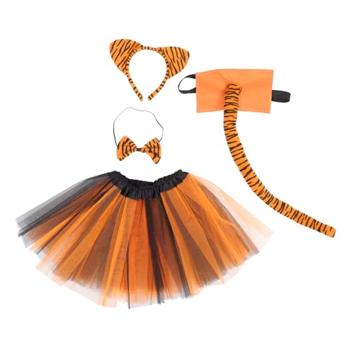 TOYANDONA 1 Satz kinder tiger kostüm tiger haarreif Krawatte Stirnband Haarbänder dekorative Tiger-Requisiten Performance- Tier dreiteiliger Anzug Kleidungsset schmücken Halsband Stoff von TOYANDONA