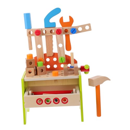 TOYANDONA 1 Satz Werkzeugtisch Demontagewerkzeug Interessantes Werkzeugspielzeug Lustiges Tischspielzeug Zum Absteigen Zum Lösen Von Nüssen Kinderspielzeug Holz von TOYANDONA