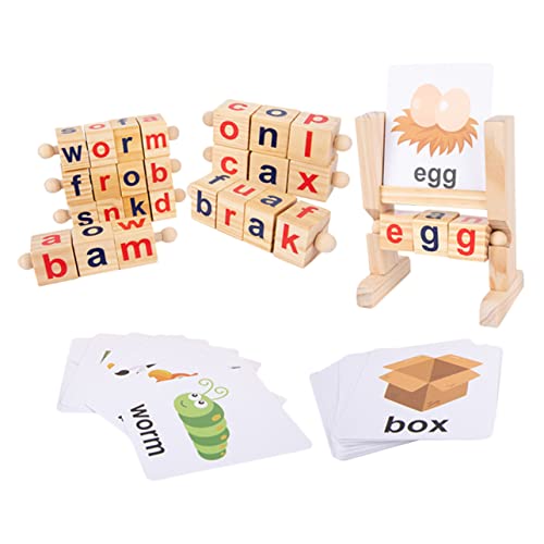 TOYANDONA Buchstaben-Wort-Spielzeug Für Kleinkinder 1 Set Holz-Alphabet-blöcke Lesespiel-Flash-Karten Für 2–4 Jahre Alte Jungen Und Mädchen von TOYANDONA