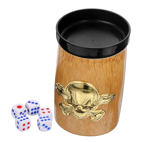 TOYANDONA 1 Satz Würfelbecher Tischspielwürfel Würfel Becher Mit Würfeln Unterhaltungswürfel Spiel Würfel Bambus von TOYANDONA