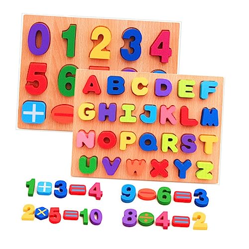 TOYANDONA Rätsel Für Kleinkinder 1 Satz Zahlenrätsel Kinderrätsel Alphabet-rätsel Buchstabenrätsel Wörter Rätsel Kleinkind Bambus Brett Greifen Puzzle Alphabet-Puzzle von TOYANDONA