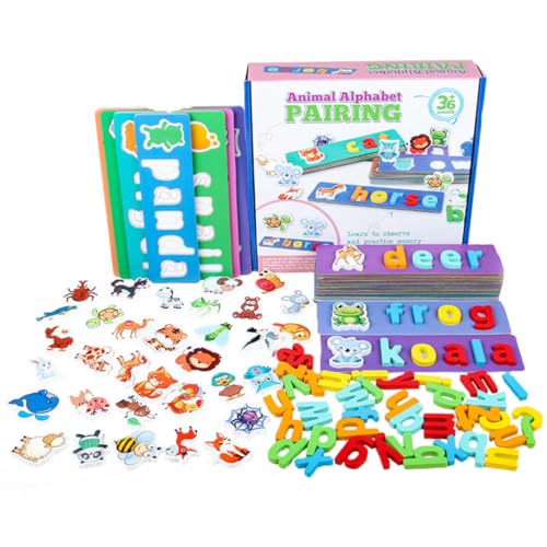 TOYANDONA 1 Satz zur Alphabeterkennung Zauberrätsel für Kleinkinder Briefblitzkarten buchstabenpuzzle holzpuzzle englisch lehrmittel englische Wortpaarungskarten hölzern von TOYANDONA