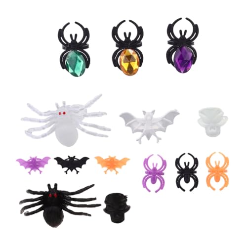 TOYANDONA 1 Set 50 Stücke Kunststoff Halloween Spinne Ring Halloween Skeleton Ring Halloween Outdoor Dekorationen Halloween von TOYANDONA