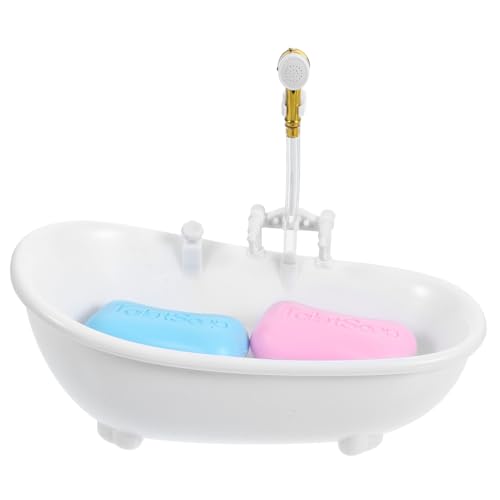 TOYANDONA 1satz Miniatur Badewanne Für Puppen Elektrische Spielzeugbadewanne Mit Duschsprayer Und Seife Badezimmer Deko Für Puppenhäuser Ohne Batterie Für Kreative Spielwelten von TOYANDONA