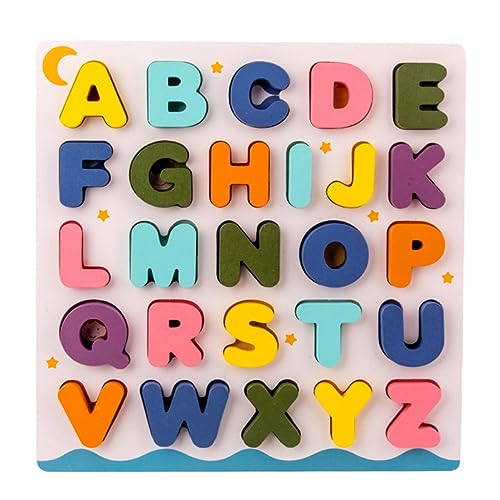 TOYANDONA 1 Set Buchstaben Baustein Kleinkind Puzzle Für Kleinkinder Einlegeblöcke Kognitionsspielzeug Stapelblöcke Intelligenz Stapelblock Kognitives Blockspielzeug Aus Holz von TOYANDONA