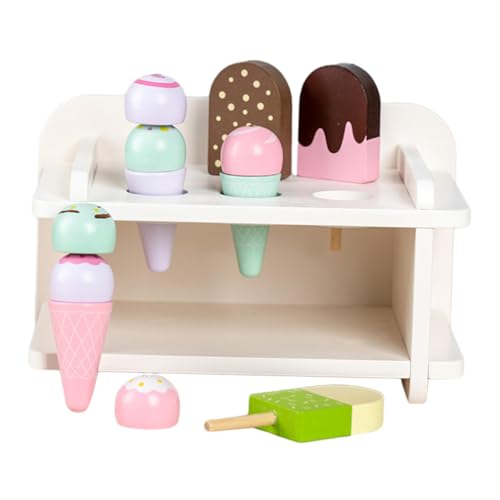 TOYANDONA Lebensechte Eistüte Aus Holz Eisdielenspielzeug Für Jungen Und Mädchen Realistische Simulation Eiscreme-spielzeugdekor Für Das Puppenhaus von TOYANDONA