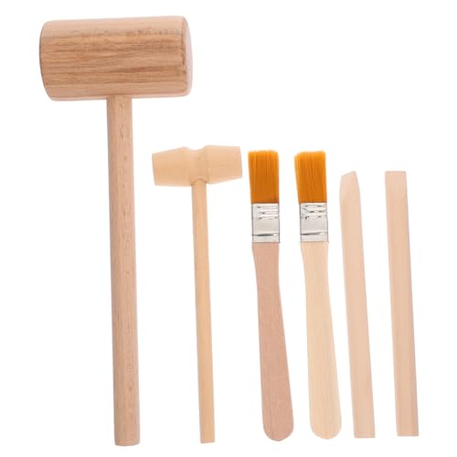 TOYANDONA Grabungsset Für Kinder 6-teiliges Ausgrabungswerkzeug-Set Holzhammer Meißel Bürste Bauwerkzeug Für Kinder Edelstein-grabungsset von TOYANDONA