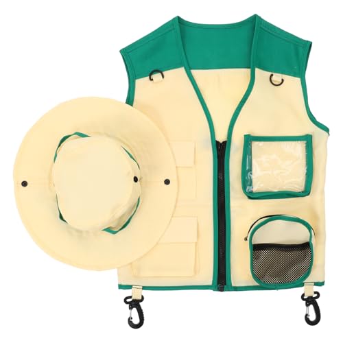 TOYANDONA 1 Set Kid Explorer Weste Und Hut Kostüm Rollenspiele Im Freien Explorer Hutweste Für Kinder Im Freien Abenteuer Kit Mit Taschen Im Freien Für Kinder Im Freien (Weste+Hut) von TOYANDONA