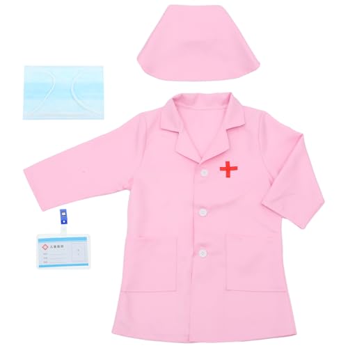 TOYANDONA 1 Set Kinderarzt Krankenschwester Kostüm Kostüme Kinderkleidung Kinderkleidung Kindermantel Arztkostüm Laborkostüm Arztkittel Für Kostüm Für Rosa Stoff von TOYANDONA