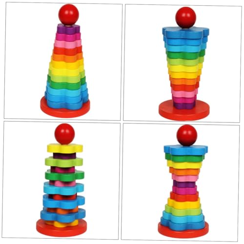 TOYANDONA 1 Set Kinderspielzeug Pädagogisches Baustein Block Spalte Stapelspiel Stapelblock Pädagogisches Stapler Pädagogisches Holz von TOYANDONA