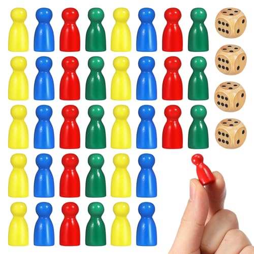 TOYANDONA 1 Set Mehrfarbige Brettspielsteine Spielsteine ​​Für Brettspiele Holzfiguren - 16 Schachwürfel - Schachbrettzubehör Für Familienaktivitäten Und Pädagogische Zwecke (2 5 X 1 1 cm) von TOYANDONA