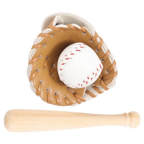 TOYANDONA 1 Set Mini Baseball Miniatur Spielset Puppenzubehör DIY Zubehör Tiny House Zubehör Mini Baseball Puppenhaus Baseball Kit Pretend Play Zubehör Holz von TOYANDONA