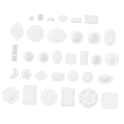 TOYANDONA 1 Set Mini Küchenutensilien Servierutensilien Spielzeughaus Besteck Heimornament Miniatur Küchenzubehör Mini Geschirr Dekoration Puppenhaus Ornament Mini Teller Weißer von TOYANDONA