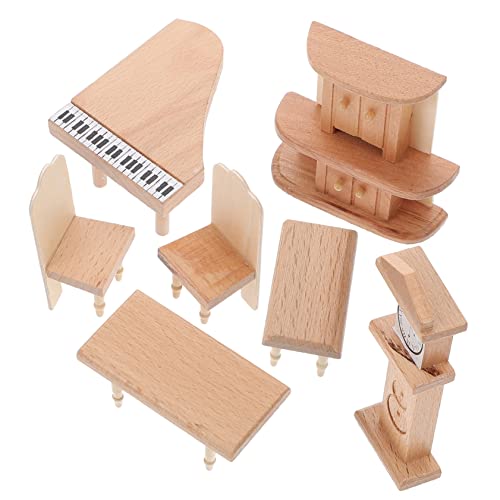 TOYANDONA Puppenhaus-möbelset – 7-teiliger Mini-Tisch Und -Stuhl Holzspielzeug Für Kinder Dekorative Mini-Instrumente Für Das Kinderspielzimmer TOYANDONA Puppenhaus-möbelset – 7-teiliger Mini-Tisch Und -Stuhl Holzspielzeug Für Kinder Dekorative Mini-Instrumente Für Das Kinderspielzimmer von TOYANDONA