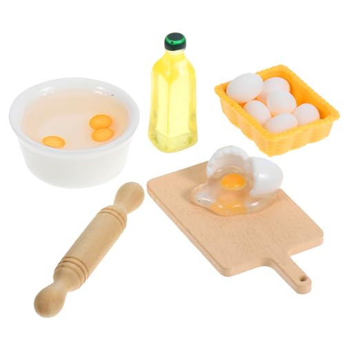 TOYANDONA 1 Set Miniatur Küchenspielzeug Für Zubehör Nudelholz Schneidebrett Modell Mini Hausdekor Puppenhaus Ornamente Puppenhaus Küchenornamente Desktop Miniatur Ei von TOYANDONA