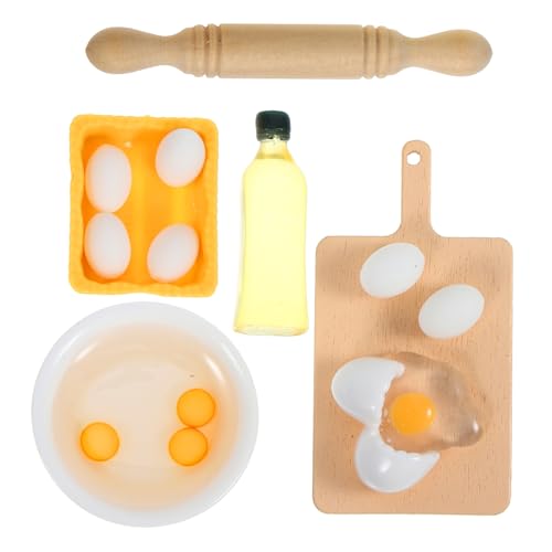 TOYANDONA Puppenhaus Miniatur Küchenspielzeug Set - Fake Rolling Pin Holzspielzeug Schneidebrett Modell Mini Kinder Koch Requisiten von TOYANDONA