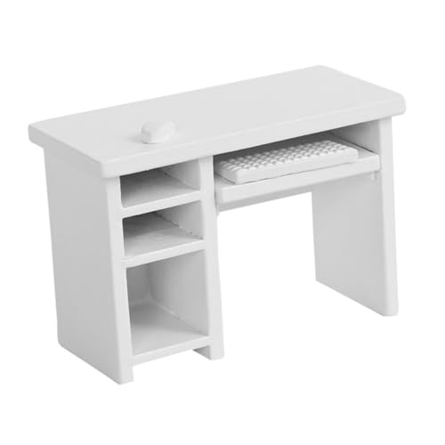 TOYANDONA 1 Set Puppenhaus Computertisch Mini Computer Puppenmöbel Puppenhausmöbel Puppenhausmöbel Requisite Puppenhaus Bürotisch Modell Bürotisch Modelle Schiene Weiß von TOYANDONA
