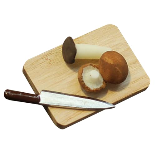 TOYANDONA 1 Set Puppenhaus Schneidebrett Mini Zubehör Kleinkind Mini Essensbrett Schneidebrett Essenszubehör Miniatur Pilz Modell Miniatur Bausatz Küche Mini Schneidebrett Holz von TOYANDONA