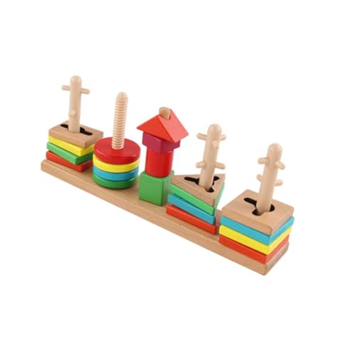 TOYANDONA Montessori Spielzeug Baby 1 Set Säulen Set Kinderspielzeug Bausteine Kinderspielzeug Lustiges Spielzeug Früherziehungsspielzeug Kinder Lernspielzeug Geometrische Form Baustein Lernspielzeug von TOYANDONA
