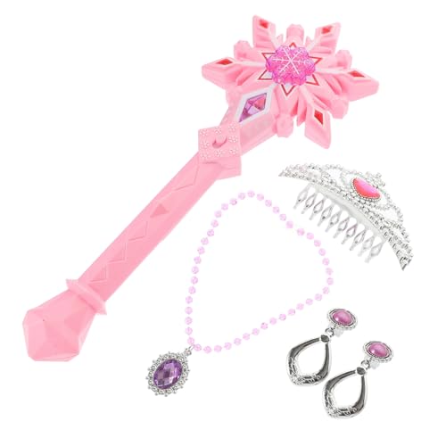 TOYANDONA 1 Set Schneeschmuck Set Kostüme Bekleidung Geburtstagskleid Ohrringe Für Mädchen Zubehör Kind Cosplay Kostüm Feenstab Für Mädchen Feenstab Stoff Rosa von TOYANDONA