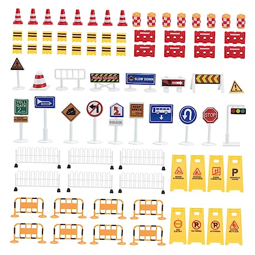 TOYANDONA 1 Set Simulierte Verkehrsbarrikaden Bauschilder Für Straßensperren Verkehrsschilder Autobalsam Straßenarbeiten Verkehrsschilder Für Feuerwehrauto Straßenrand von TOYANDONA