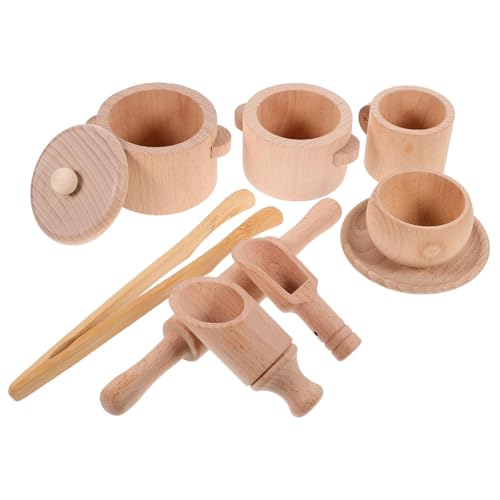 TOYANDONA Teeservice Aus Holz Für Kleinkinder Jungen Und Mädchen Spielset Spielzeug-teeservice Für 4-jährige Mädchen Rollenspiel von TOYANDONA
