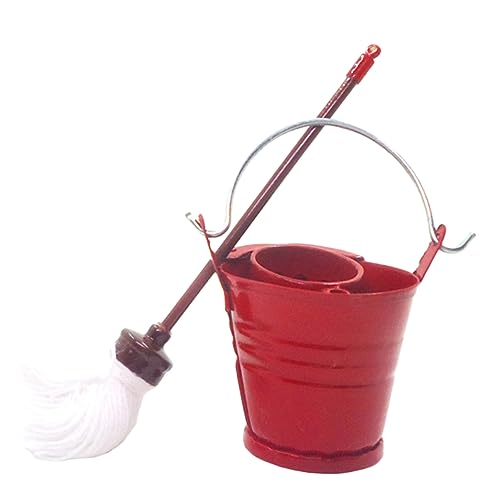 TOYANDONA 1 Set Wischeimer Miniatur Szenenzubehör Mini Eimer Wischset Puppenhauszubehör Eimermodell Fotodekoration Mini Schnallendekor Mini Hausbedarf Wischmodell Mini Wischmopp von TOYANDONA