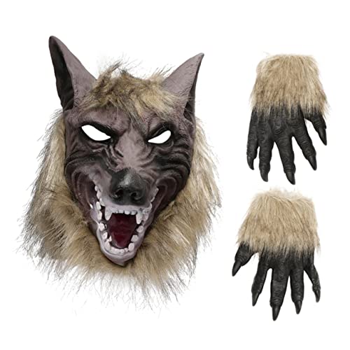 TOYANDONA 1 Set Wolf Gauntlet Maske Outfit Für Männer Kinder Make-Up Set Kinderfäustlinge Wolfsmasken Maskerade Wolfsmasken Kostüm Halloween Wolfsmasken Vinyl Halloween Kostümzubehör Tier von TOYANDONA