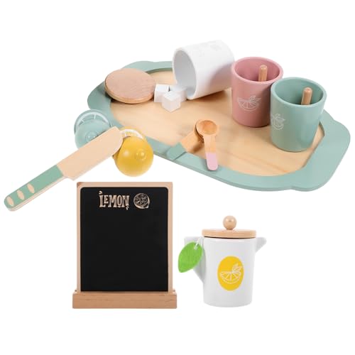 TOYANDONA Simulation Nachmittagstee-Set Aus Holz Für Jungen Und Mädchen Teekannen-Set Teetasse Teeparty-Spielzeug Zitronentee Rollenspiel-Spielzeug von TOYANDONA