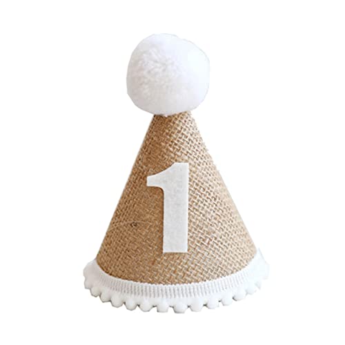 TOYANDONA Entzückende Kinder Geburtstag Hut Leinen Geburtstag Party Kopfbedeckungen Ersten Geburtstag Dekorative Hut Für Baby von TOYANDONA
