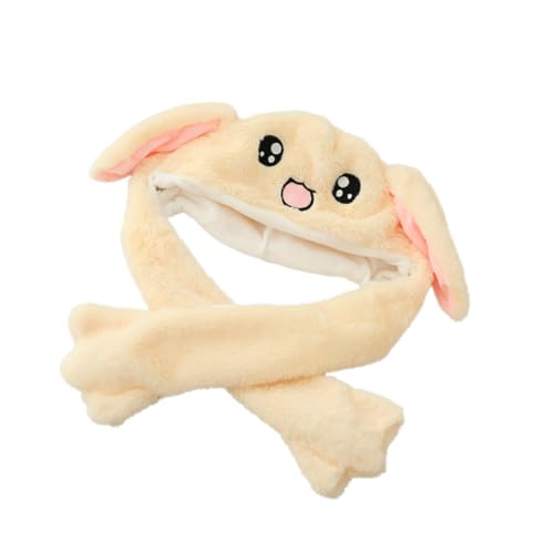 TOYANDONA 1 Stück Hasenmütze Zubehör Aber Plüschhase Ohren Bewegliche Kappe Plüsch Hasenohren Kopfbedeckung Hasenkopfbedeckung Kaninchenmütze Tiermütze Plüsch Und Pp Baumwolle Beige von TOYANDONA