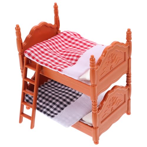 TOYANDONA 1 Stück Mini-doppelbetten: Miniatur-puppenhausbett, Puppenhausmöbel-etagenbett mit Leiter, Mini-möbel für Puppenhaus-schlafzimmerzubehör von TOYANDONA