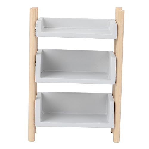 TOYANDONA 1 Stück Puppenhaus Organizer Kleines Puppenmöbel Kleine Hausdekoration Mini Regal Möbelmodell Mini Lagerregal DIY Zubehör Mini Möbel Kleinteileregal Holz Grau von TOYANDONA