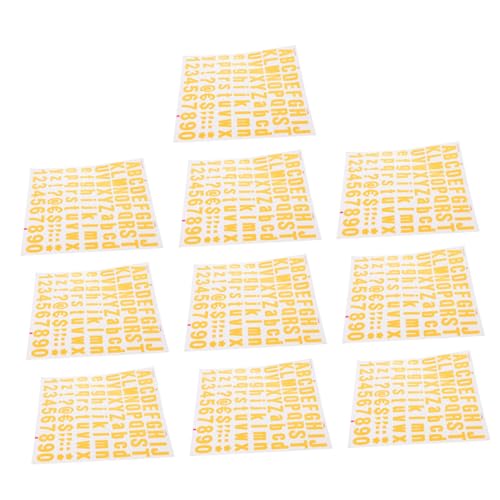 TOYANDONA 10 Blätter Alphanumerische Aufkleber Planer-Aufkleber Briefkasten Aufkleberpapier Aufkleber Für Buchstäbliche Aufkleber Planke Nachfüllung Alphabet Etikett PVC Selbstklebend Yellow von TOYANDONA