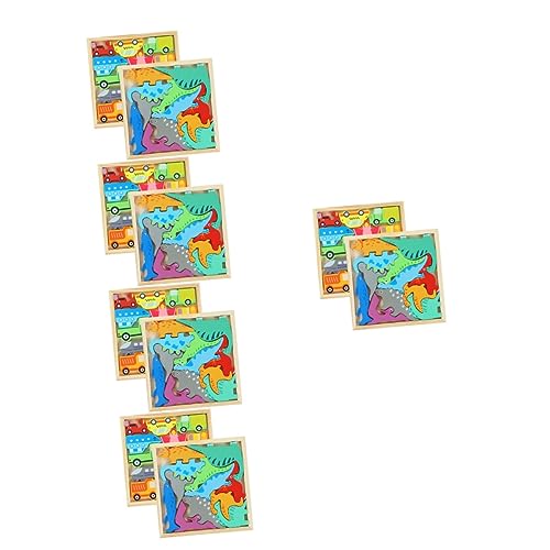 TOYANDONA 10 Kisten Puzzle für Kinder Stengel Kinder Puzzles Dinosaurier-Rätsel für Kleinkinder Kinder rätsel verkehrsampel passendes Spielzeug Holzpuzzles für Kinder Tier Blöcke hölzern von TOYANDONA