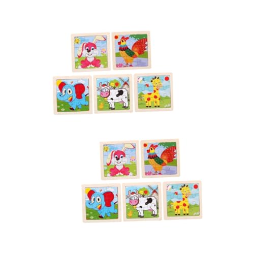 TOYANDONA 10 STK Spielzeuge Cartoon-Tier-Puzzle-Spielzeug pädagogisches Spielzeug Puzzle-Spielzeug aus Holz Spielzeug für die Früherziehung Karikatur Kind Bambus von TOYANDONA
