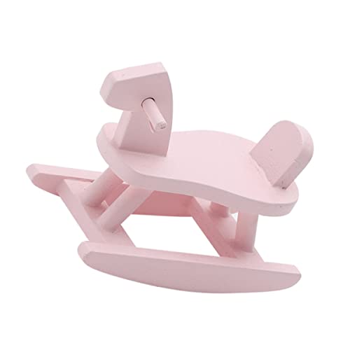 TOYANDONA 10 STK Zubehör Für Puppenhäuser Holzhandwerk Statuendekor Holzmöbel Mini-Spielzeug Tierspielzeug Aus Holz Schaukelpferd Aus Holz Mini-möbel Miniatur Birke Rosa Schaukelstuhl Baby von TOYANDONA