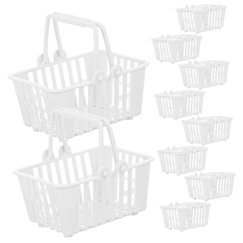 TOYANDONA 10 STK puppenhaus einkaufskorb Spielzeugkörbe Kleiner Picknickkorb Würfel mini einkaufskorb mini-einkaufskorb Puppenhaus-Minikorb für Miniatur-Aufbewahrungskorb Plastik Weiß von TOYANDONA