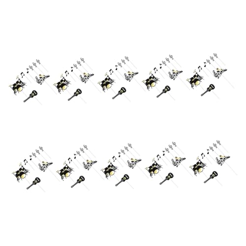 TOYANDONA 10 Sets Jubiläums Kuchenaufsatz Musik Kuchenaufsätze Gitarren Party Dekorationen Party Cupcake Aufsatz Musikalisches Thema Kuchendekorationen Gitarren Cupcake Aufsätze von TOYANDONA