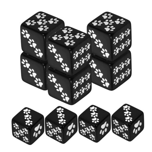 TOYANDONA 10 Stück Bärentatzen-punktwürfel Pfote Spiele Mathe Zahlen Würfel Partyspielwürfel Kleine Würfel-Requisiten Tischspielwürfel Rollmatte Jumbo Sechsseitige Würfel Black Harz von TOYANDONA