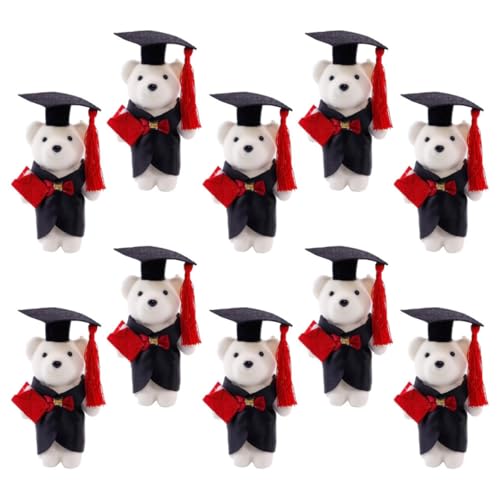 TOYANDONA 10 Stück Doktor Bär Puppe Als Mini Plüschtier Zum Schulabschluss Ausgestopfter Blumenstrauß Kleiner Abschlussbär DIY Schlüsselanhänger Tiere Puppe Abschlussfeier von TOYANDONA