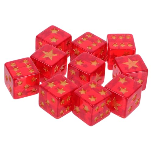 TOYANDONA 10 Stück Fünfzackiger Sternwürfel Tischspiel Zubehör Spielwürfel für Brettspiele Robuste Spielwürfel Polierte Spielwürfel Vielseitige Spielwürfel große Würfel Würfelspiele Harz rot von TOYANDONA