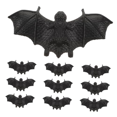 TOYANDONA 10 Stück Halloween Dekorationsspielzeug Mini Plüschtiere Halloween Knopfabdeckungen Gummifledermäuse Halloween Fledermaus Aufkleber Halloween Wandaufkleber Gefälschte von TOYANDONA