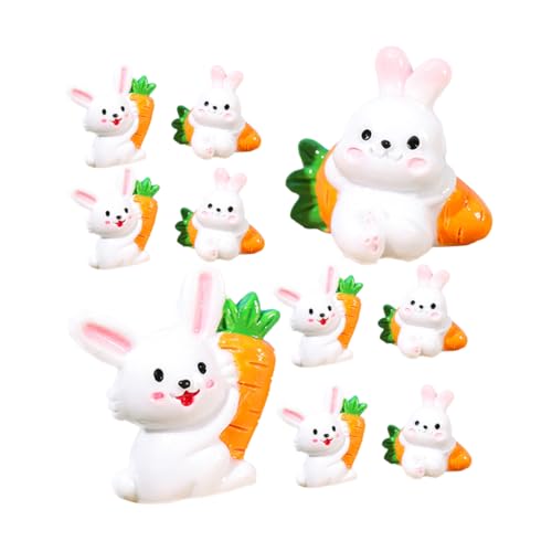 TOYANDONA 10 Stück Miniatur-hasenfiguren Mit Karottendekor Harzspielzeug Für Osterhasen-Dekorationen Hasenfiguren Für Hasen-Dekoration von TOYANDONA