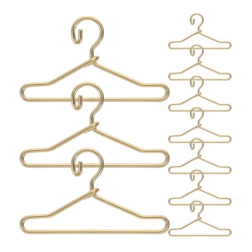 TOYANDONA 10 Stück Mini Metall Puppenkleiderbügel Gold Miniatur Kleiderbügel für Puppenschrank Glatte Oberfläche Sicher für Puppenkleidung zur Organisation von Puppenhaus Kleidung von TOYANDONA