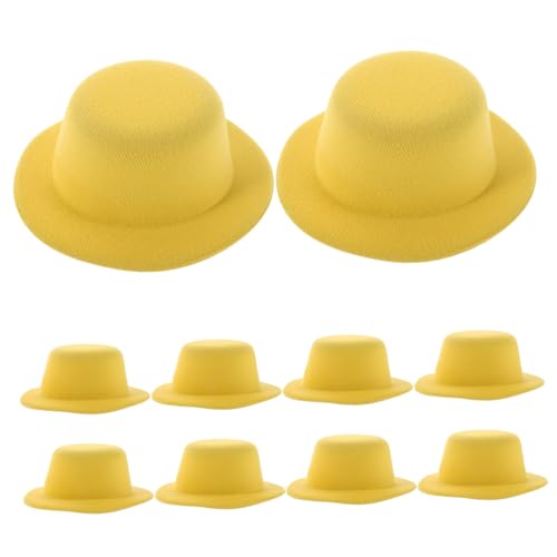 TOYANDONA 10 Stück Mini Top Hats in Leuchtendem Gelb Winzige Mini Bowler Hüte für DIY Bastelprojekte Haarschmuck Haustiere Puppen Festliche Dekorationen und Partyaccessoires von TOYANDONA