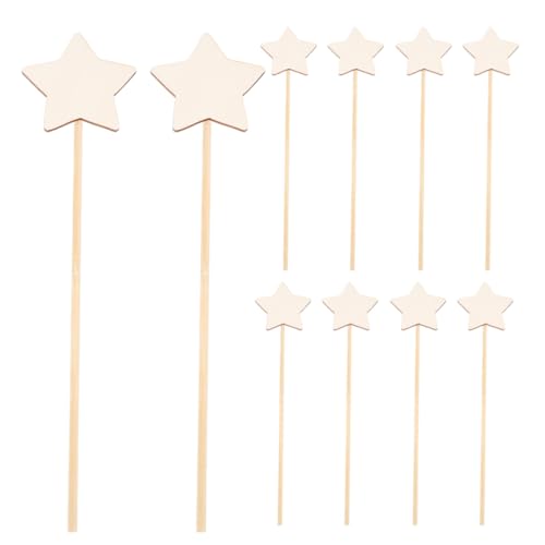 TOYANDONA 10 Stück Prinzessinnen-Feenstäbe, unlackierte Holz-Sternstäbe, Basteln, Machen Sie Ihre eigenen Zauberstäbe für Kinder, Mädchen, Bastelarbeiten, Partyzubehör von TOYANDONA
