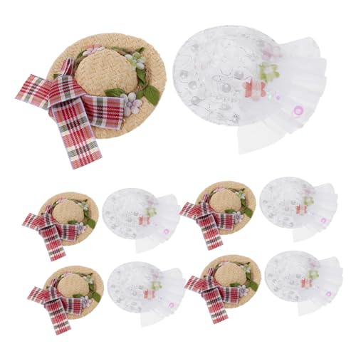 TOYANDONA 10 Stück Puppenspielzeughut Puppenhauszubehör Mini -Puppenzubehör Mini-Weihnachtsdekoration Puppenhutzubehör Puppenhaus -Huthandwerk -Strohhuthandwerk Bambus weben von TOYANDONA