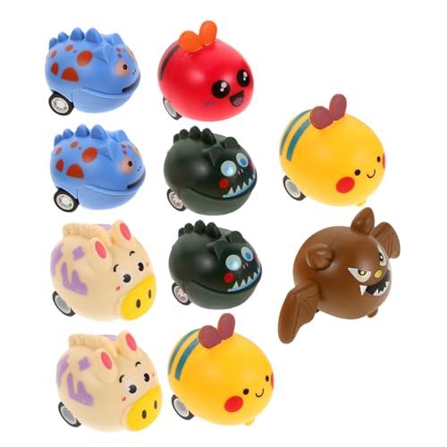 TOYANDONA 10 Stück Teiliges Aufziehspielzeug für Kleinkinder Friktionsbetriebene Mini Autos in Tierdesign Kreatives für Party Geburtstage Motorik von TOYANDONA