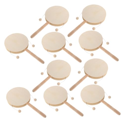 TOYANDONA 10 Stück Teiliges DIY Holz Rassel Trommel Runde Hand Percussion Spielzeuge aus Naturbelassenem Holz Bemalbar Kreative Bastelidee für Gruppenaktivitäten und Musikalische von TOYANDONA